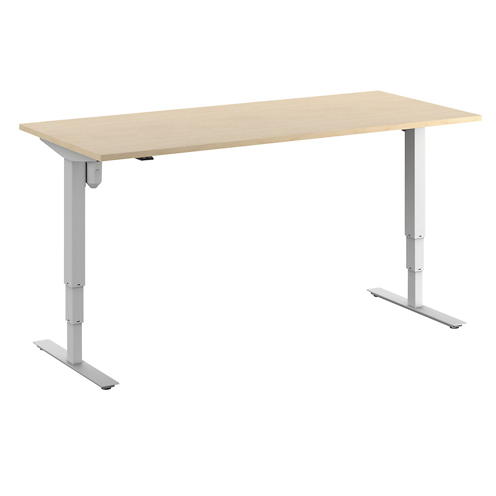 Bureau Atlanta, elektrisch in hoogte verstelbaar, recht, b x d = 1800 x 800 mm, berkenhout/wit