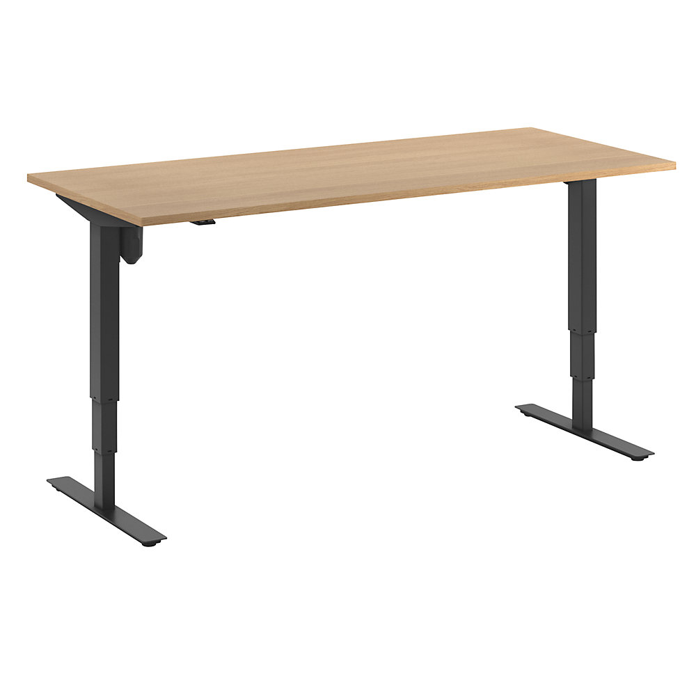 Bureau Atlanta, elektrisch in hoogte verstelbaar, recht, b x d = 1800 x 800 mm, beukenhout/zwart