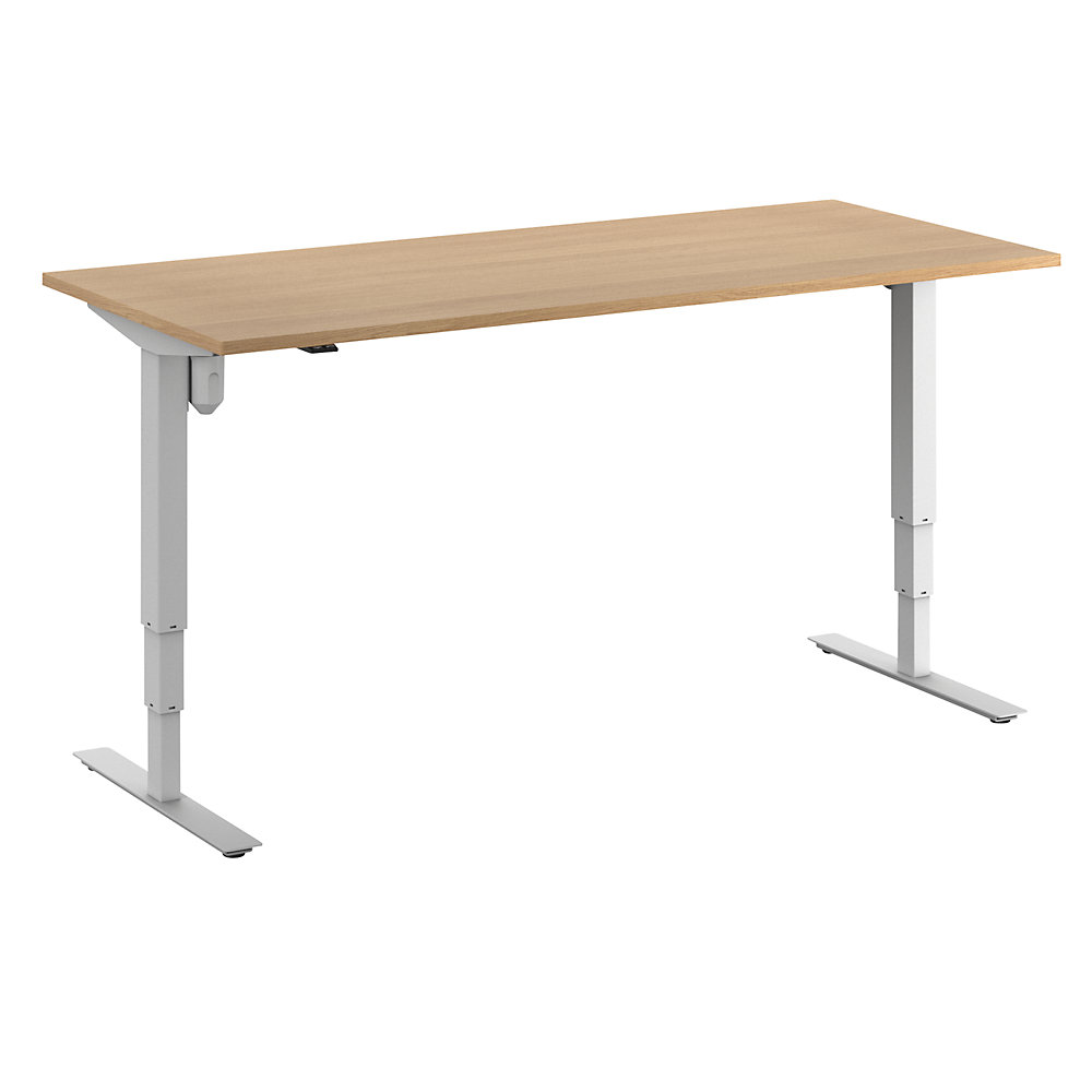 Bureau Atlanta, elektrisch in hoogte verstelbaar, recht, b x d = 1800 x 800 mm, beukenhout/wit