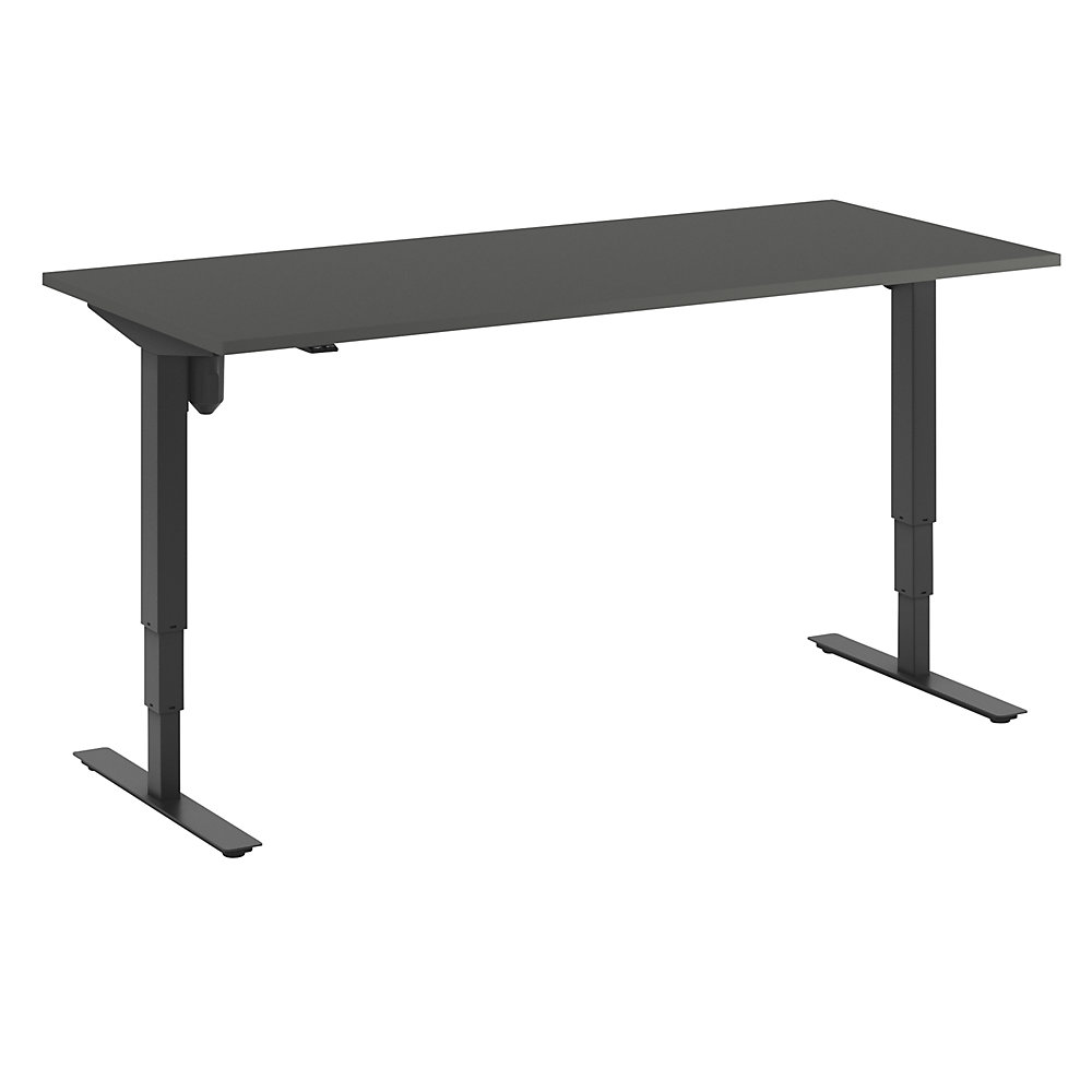 Bureau Atlanta, elektrisch in hoogte verstelbaar, recht, b x d = 1800 x 800 mm, donkergrijs/zwart