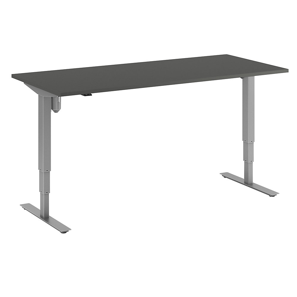 Bureau Atlanta, elektrisch in hoogte verstelbaar, recht, b x d = 1800 x 800 mm, donkergrijs/zilver