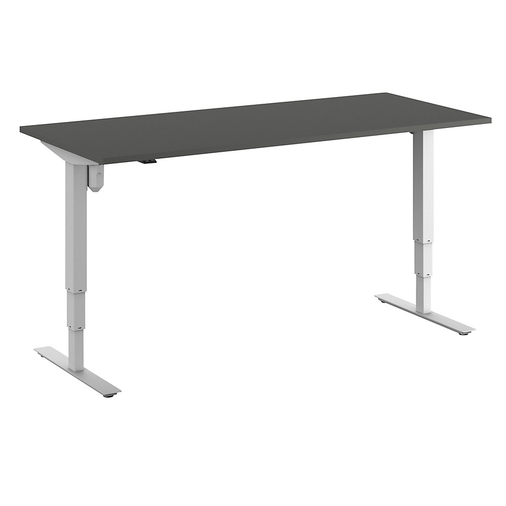 Bureau Atlanta, elektrisch in hoogte verstelbaar, recht, b x d = 1800 x 800 mm, donkergrijs/wit