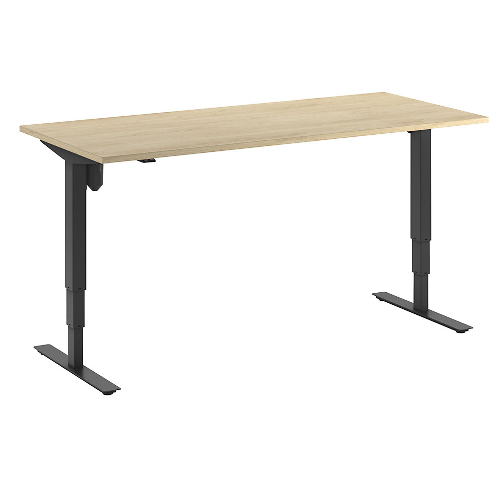 Bureau Atlanta, elektrisch in hoogte verstelbaar, recht, b x d = 1800 x 800 mm, eikenhout/zwart