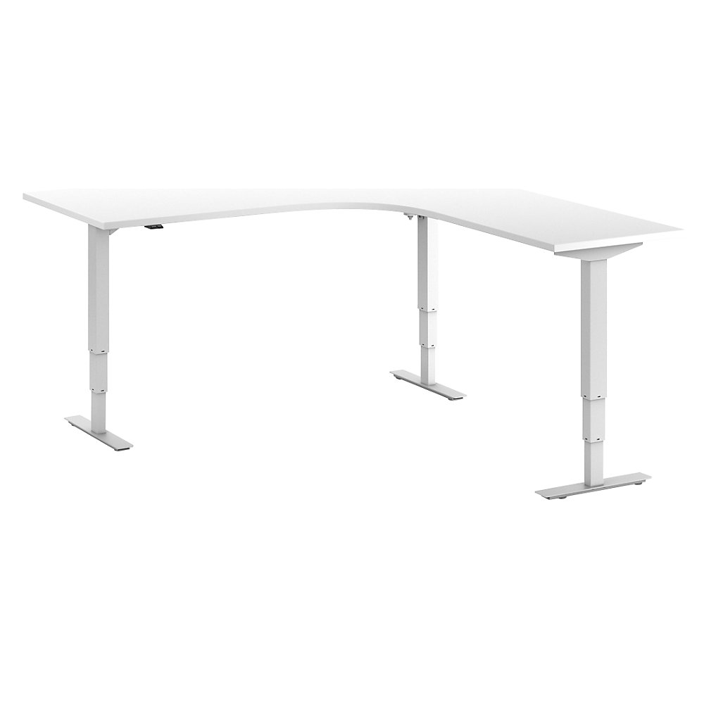 Bureau Atlanta, elektrisch in hoogte verstelbaar, L-vorm, b x d = 1800 x 2000 mm, wit/wit, rechts