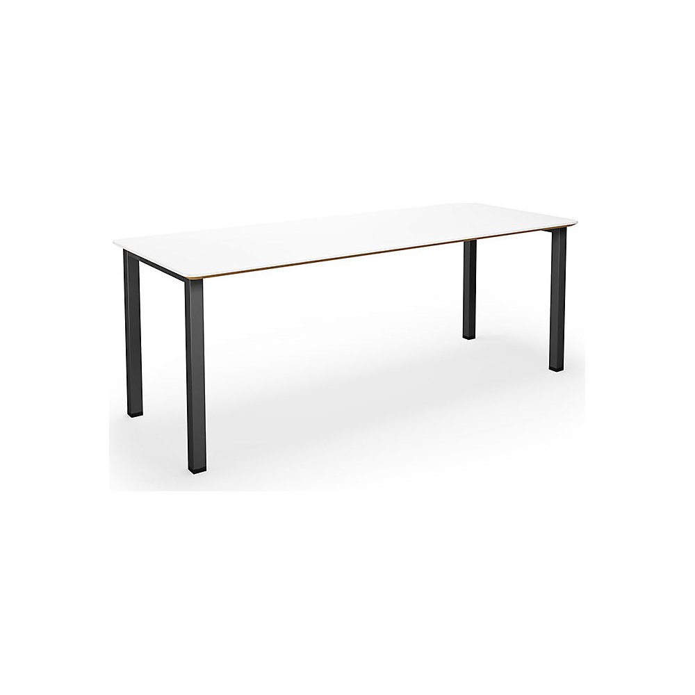Multifunctionele tafel DUO-U Trend, recht blad, afgeronde hoeken, diepte 800 mm, breedte 2000 mm, wit, zwart