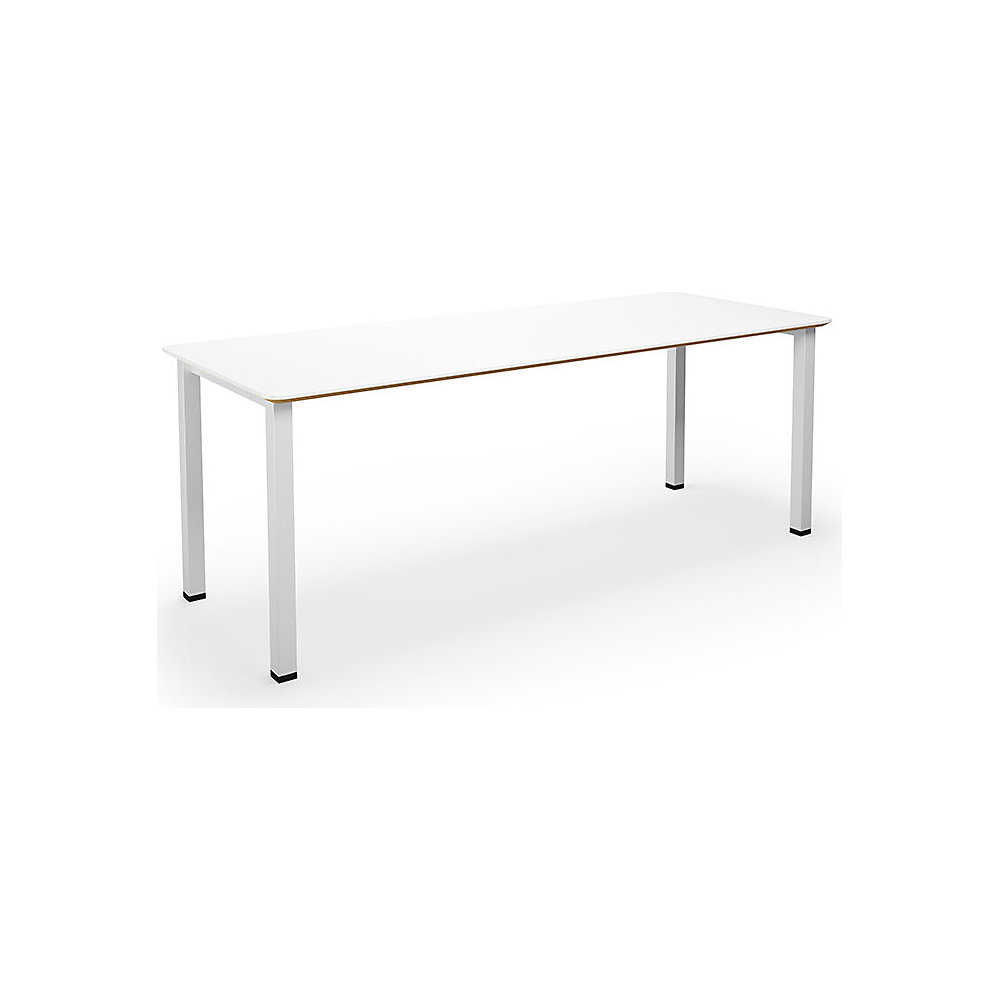Multifunctionele tafel DUO-U Trend, recht blad, afgeronde hoeken, diepte 800 mm, breedte 2000 mm, wit, wit