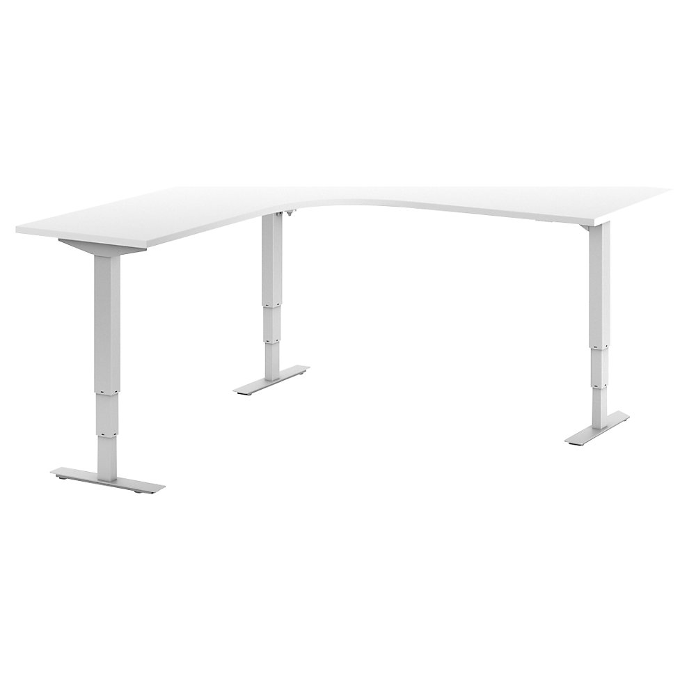 Bureau Atlanta, elektrisch in hoogte verstelbaar, L-vorm, b x d = 1800 x 2000 mm, wit/wit, links