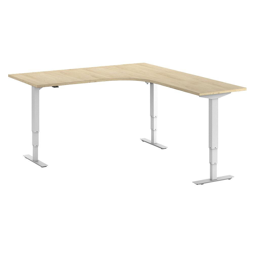 Bureau Atlanta, elektrisch in hoogte verstelbaar, L-vorm, b x d = 1800 x 2000 mm, eikenhout/wit, rechts
