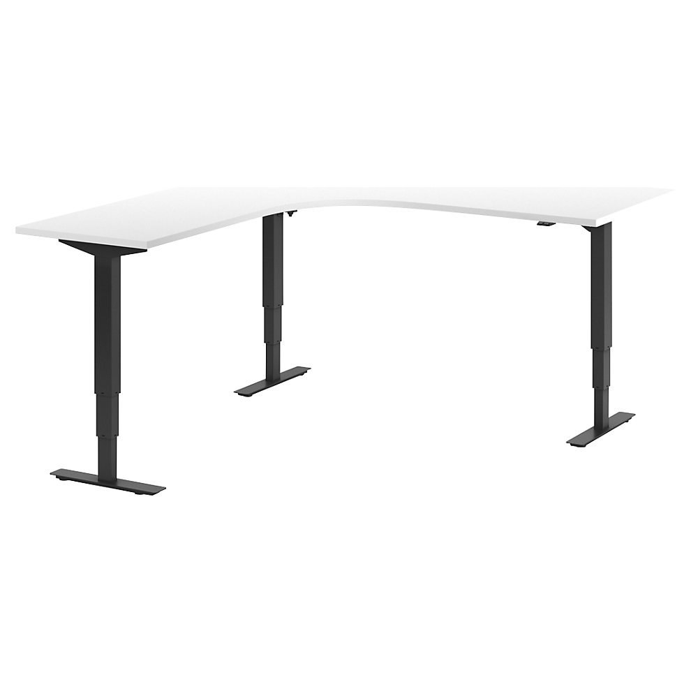 Bureau Atlanta, elektrisch in hoogte verstelbaar, L-vorm, b x d = 1800 x 2000 mm, wit/zwart, links