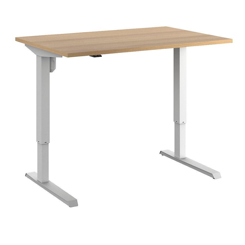 Eurokraft basic Bureau Venla, elektrisch in hoogte verstelbaar, recht, b x d = 1200 x 800 mm, beukenhout/wit