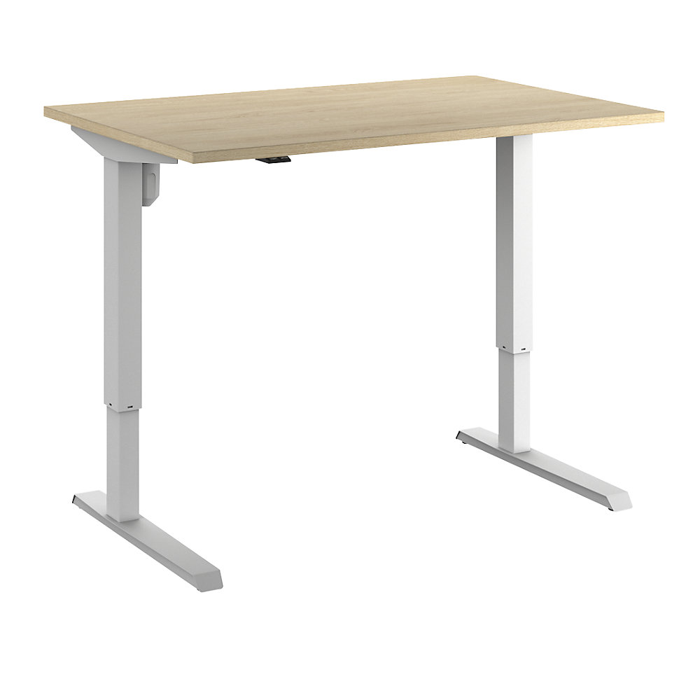 Eurokraft basic Bureau Venla, elektrisch in hoogte verstelbaar, recht, b x d = 1200 x 800 mm, eikenhout/wit
