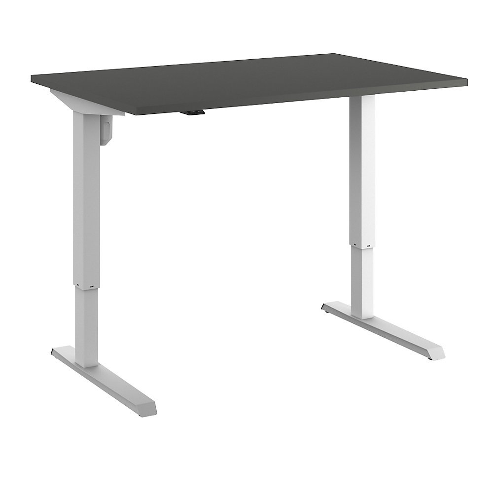 Eurokraft basic Bureau Venla, elektrisch in hoogte verstelbaar, recht, b x d = 1200 x 800 mm, donkergrijs/wit