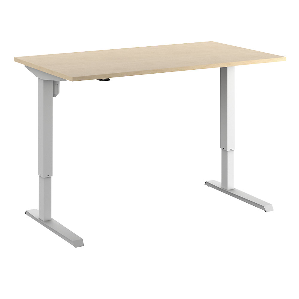 Eurokraft basic Bureau Venla, elektrisch in hoogte verstelbaar, recht, b x d = 1400 x 800 mm, berkenhout/wit