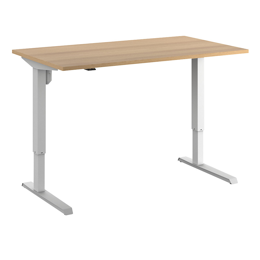 Eurokraft basic Bureau Venla, elektrisch in hoogte verstelbaar, recht, b x d = 1400 x 800 mm, beukenhout/wit