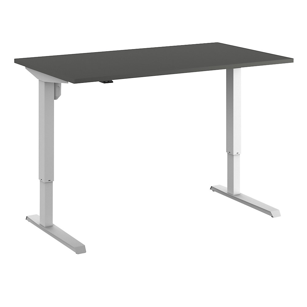 Eurokraft basic Bureau Venla, elektrisch in hoogte verstelbaar, recht, b x d = 1400 x 800 mm, donkergrijs/wit