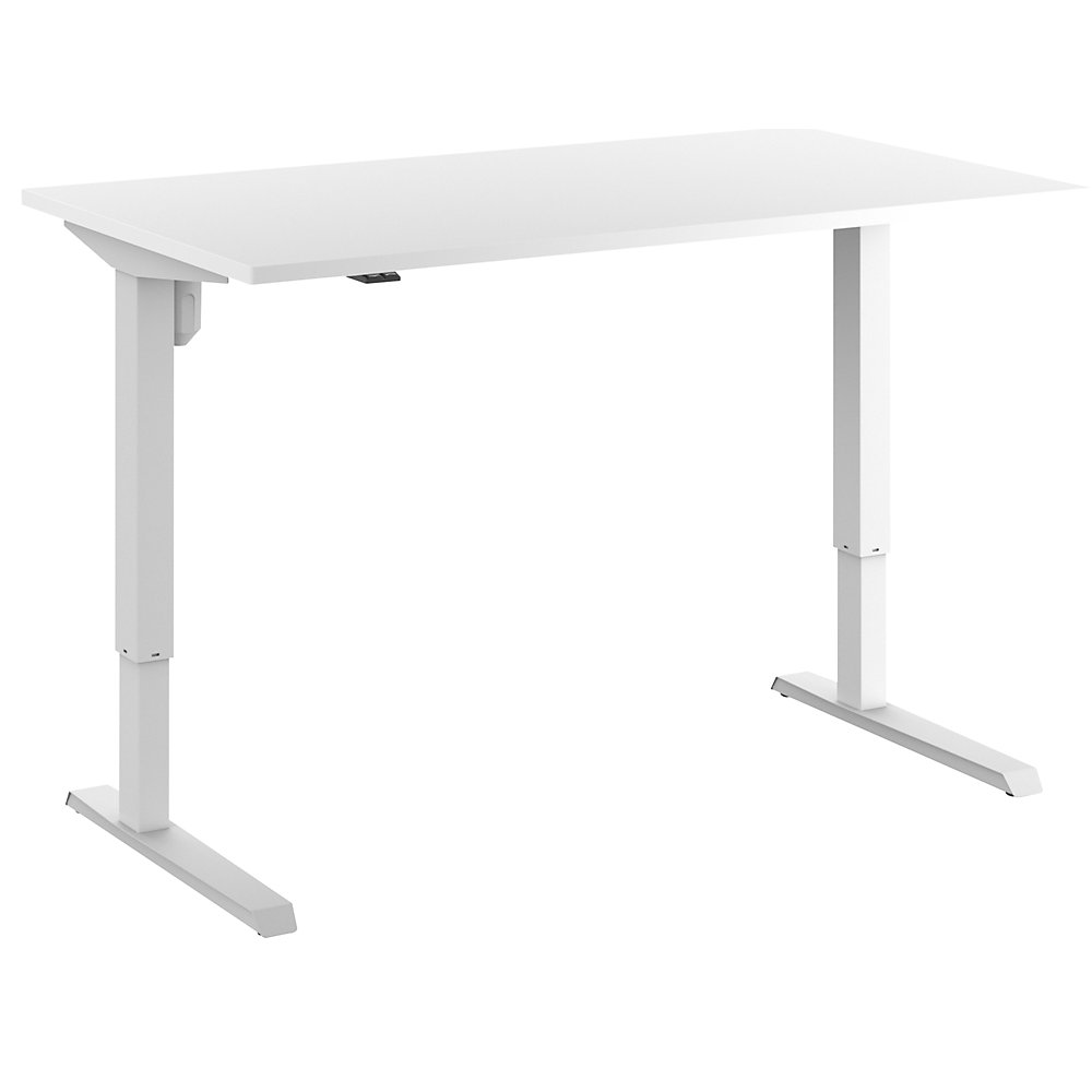 Eurokraft basic Bureau Venla, elektrisch in hoogte verstelbaar, recht, b x d = 1400 x 800 mm, wit/wit