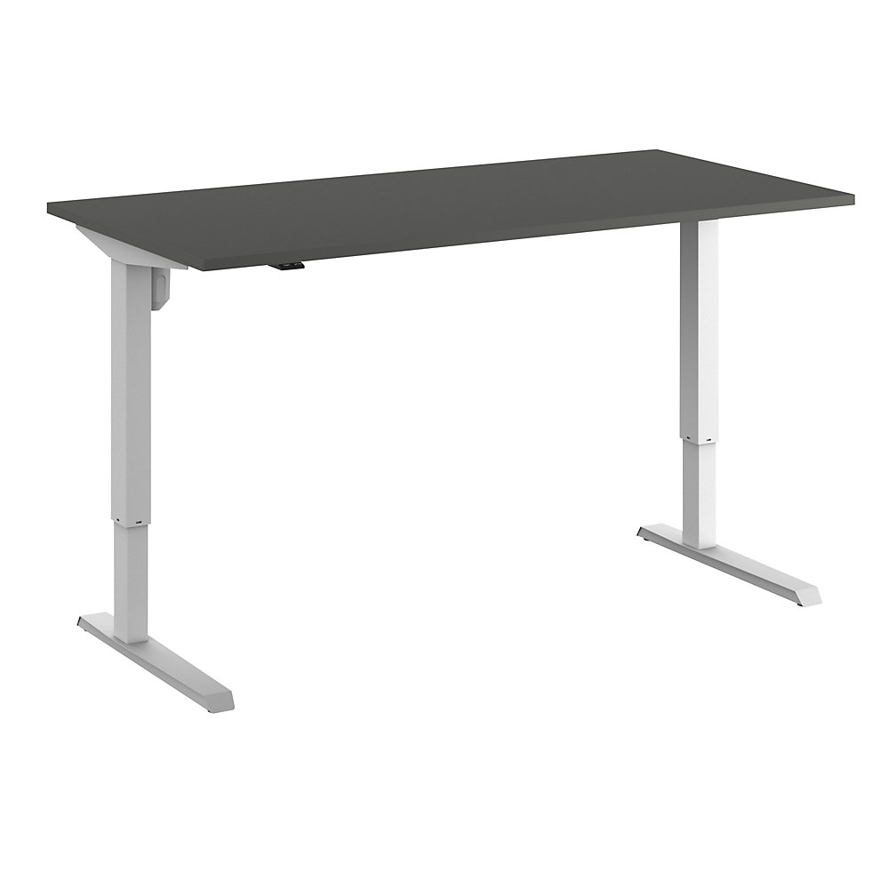 Eurokraft basic Bureau Venla, elektrisch in hoogte verstelbaar, recht, b x d = 1600 x 800 mm, donkergrijs/wit