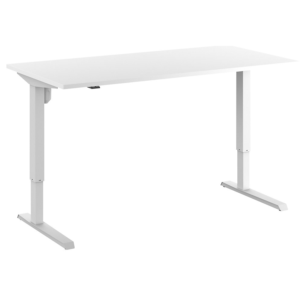 Eurokraft basic Bureau Venla, elektrisch in hoogte verstelbaar, recht, b x d = 1600 x 800 mm, wit/wit