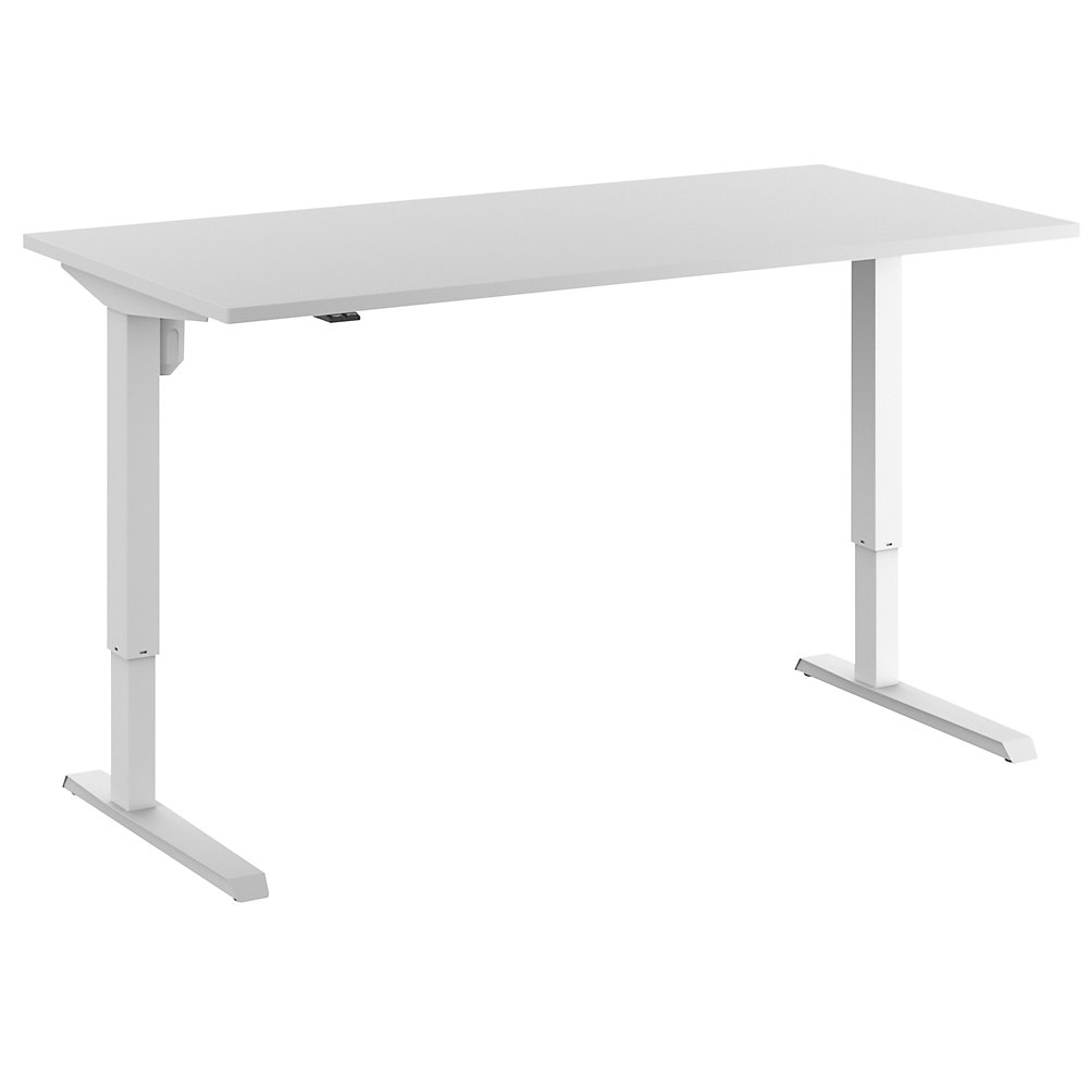 Eurokraft basic Bureau Venla, elektrisch in hoogte verstelbaar, recht, b x d = 1600 x 800 mm, lichtgrijs/wit
