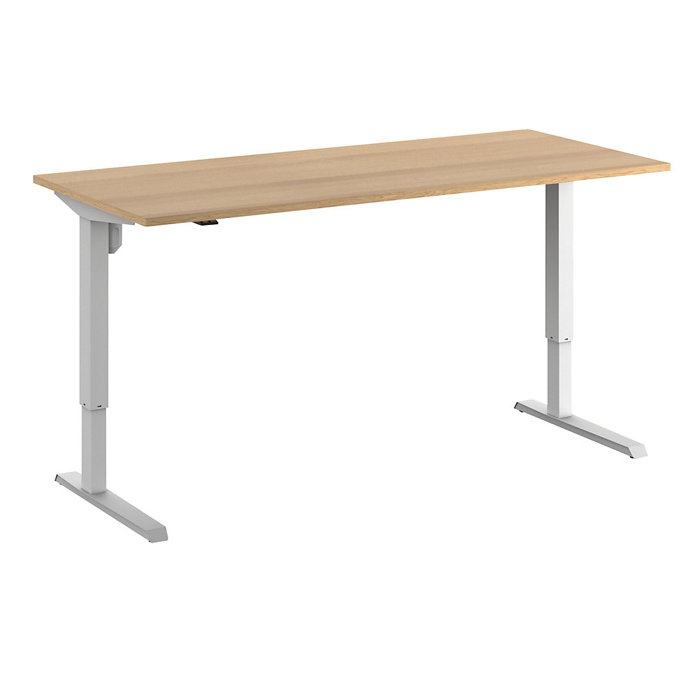 Eurokraft basic Bureau Venla, elektrisch in hoogte verstelbaar, recht, b x d = 1800 x 800 mm, beukenhout/wit