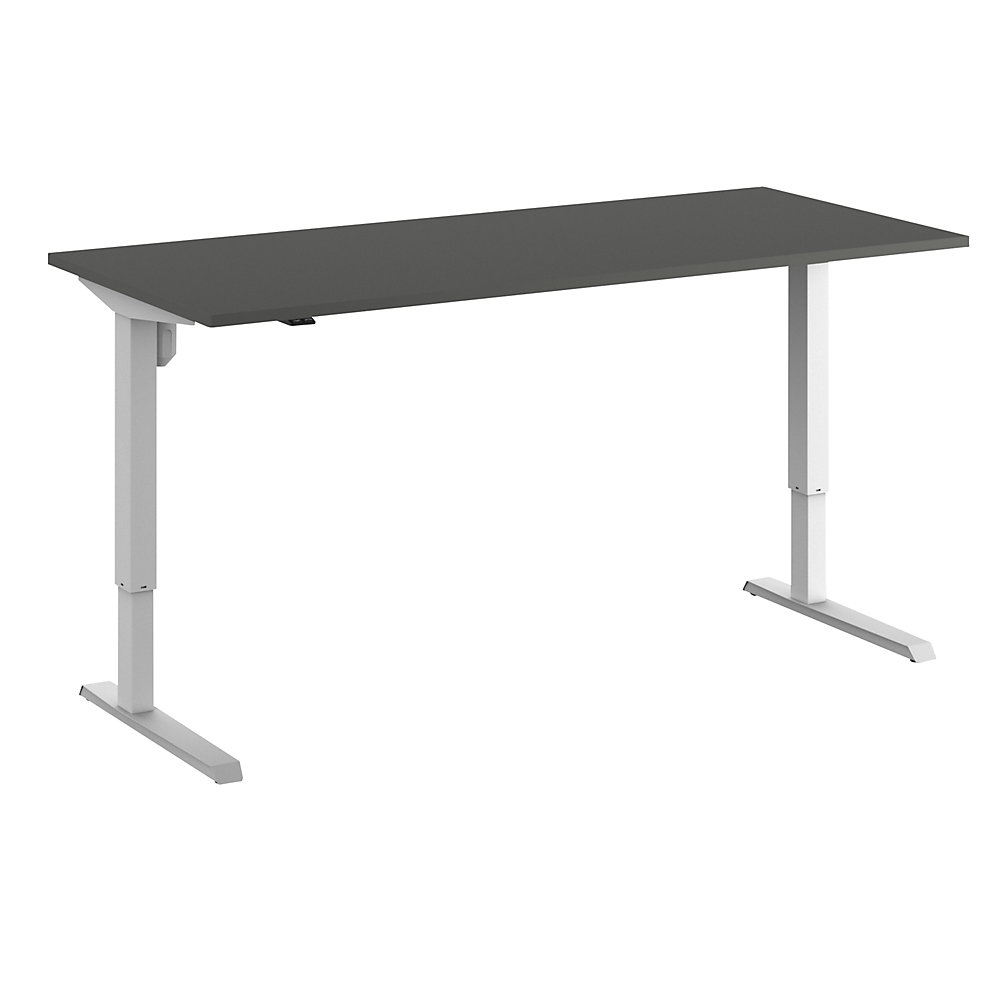 Eurokraft basic Bureau Venla, elektrisch in hoogte verstelbaar, recht, b x d = 1800 x 800 mm, donkergrijs/wit