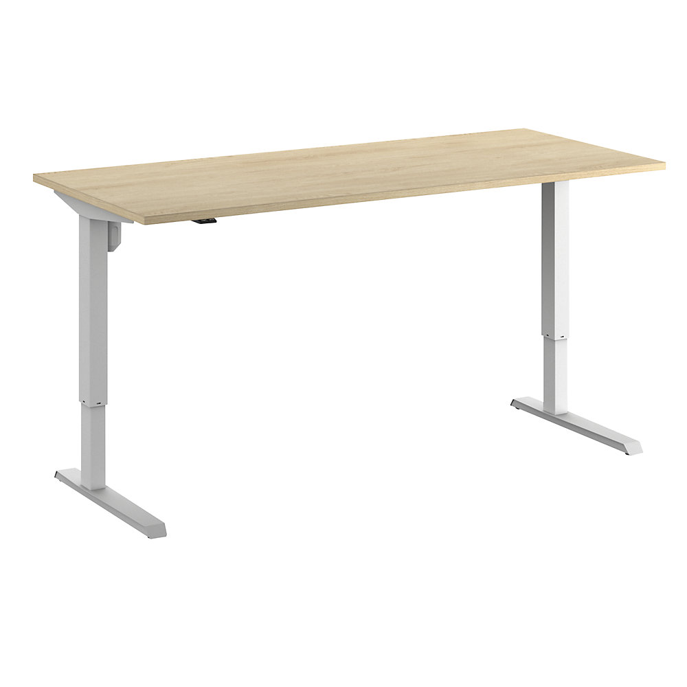 Eurokraft basic Bureau Venla, elektrisch in hoogte verstelbaar, recht, b x d = 1800 x 800 mm, eikenhout/wit