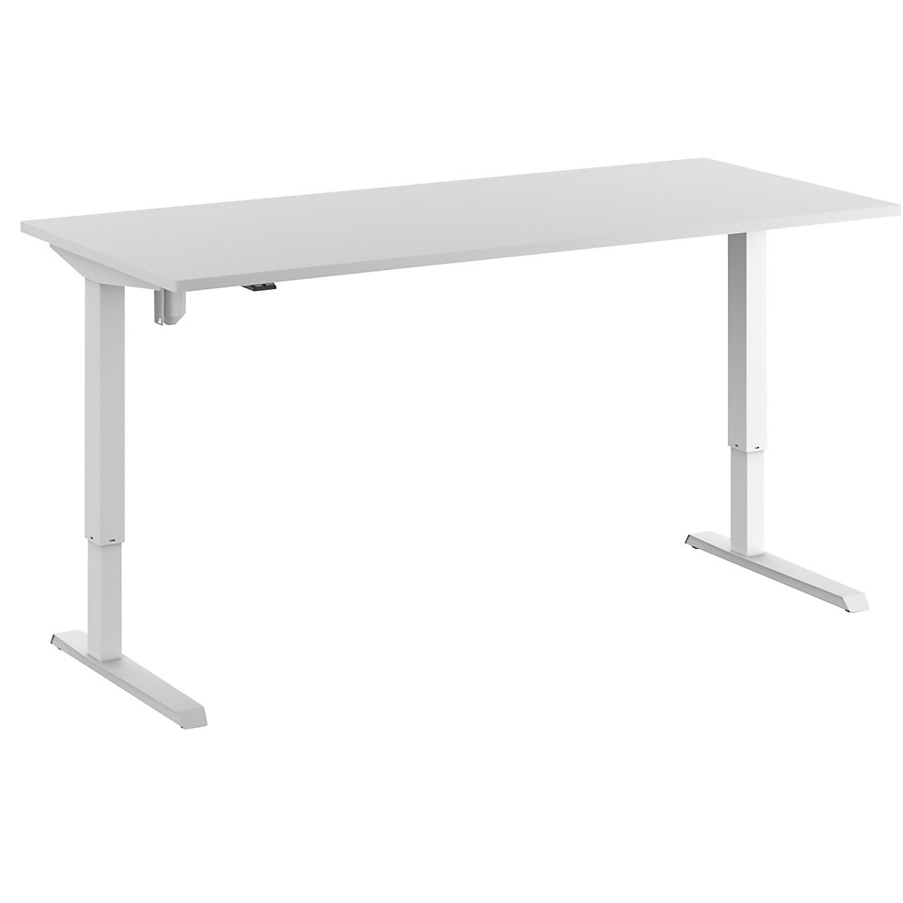 Eurokraft basic Bureau Venla, elektrisch in hoogte verstelbaar, recht, b x d = 1800 x 800 mm, lichtgrijs/wit