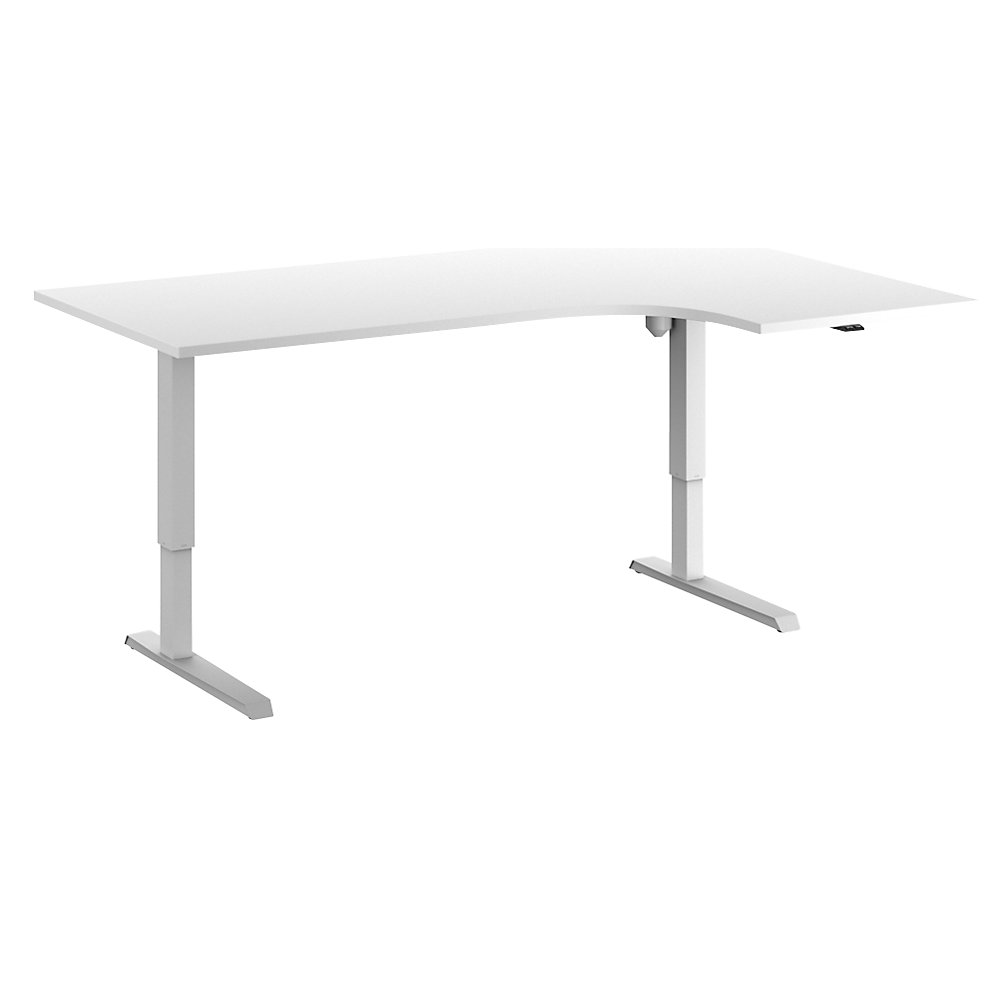 Eurokraft basic Bureau Venla, elektrisch in hoogte verstelbaar, hoek, b x d = 1800 x 1200 mm, wit/wit, links
