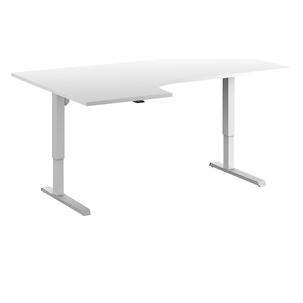 Eurokraft basic Bureau Venla, elektrisch in hoogte verstelbaar, hoek, b x d = 1800 x 1200 mm, wit/wit, rechts
