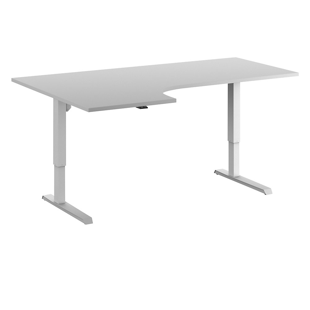 Eurokraft basic Bureau Venla, elektrisch in hoogte verstelbaar, hoek, b x d = 1800 x 1200 mm, lichtgrijs/wit, rechts