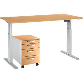 Schäfer Shop Select Schäfer Shop  Select Complete set bureautafel en verrijdbaar ladeblok ERGO-T, ééntraps in hoogte verstelbaar, tafel B 1600 mm, beukenpatroon