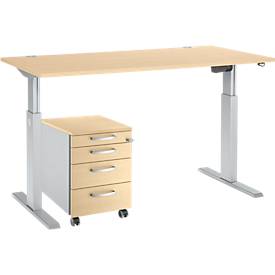 Schäfer Shop Select Schäfer Shop  Select Complete set bureautafel en verrijdbaar ladeblok ERGO-T, ééntraps in hoogte verstelbaar, tafel B 1600 mm, esdoornpatroon