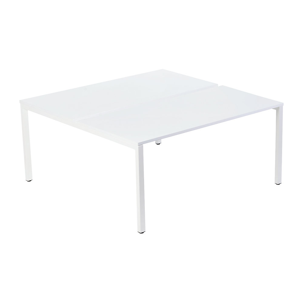 EasyDesk Teambureau voor twee personen, breedte 1200 mm, diepte 600 / 1260 mm, wit