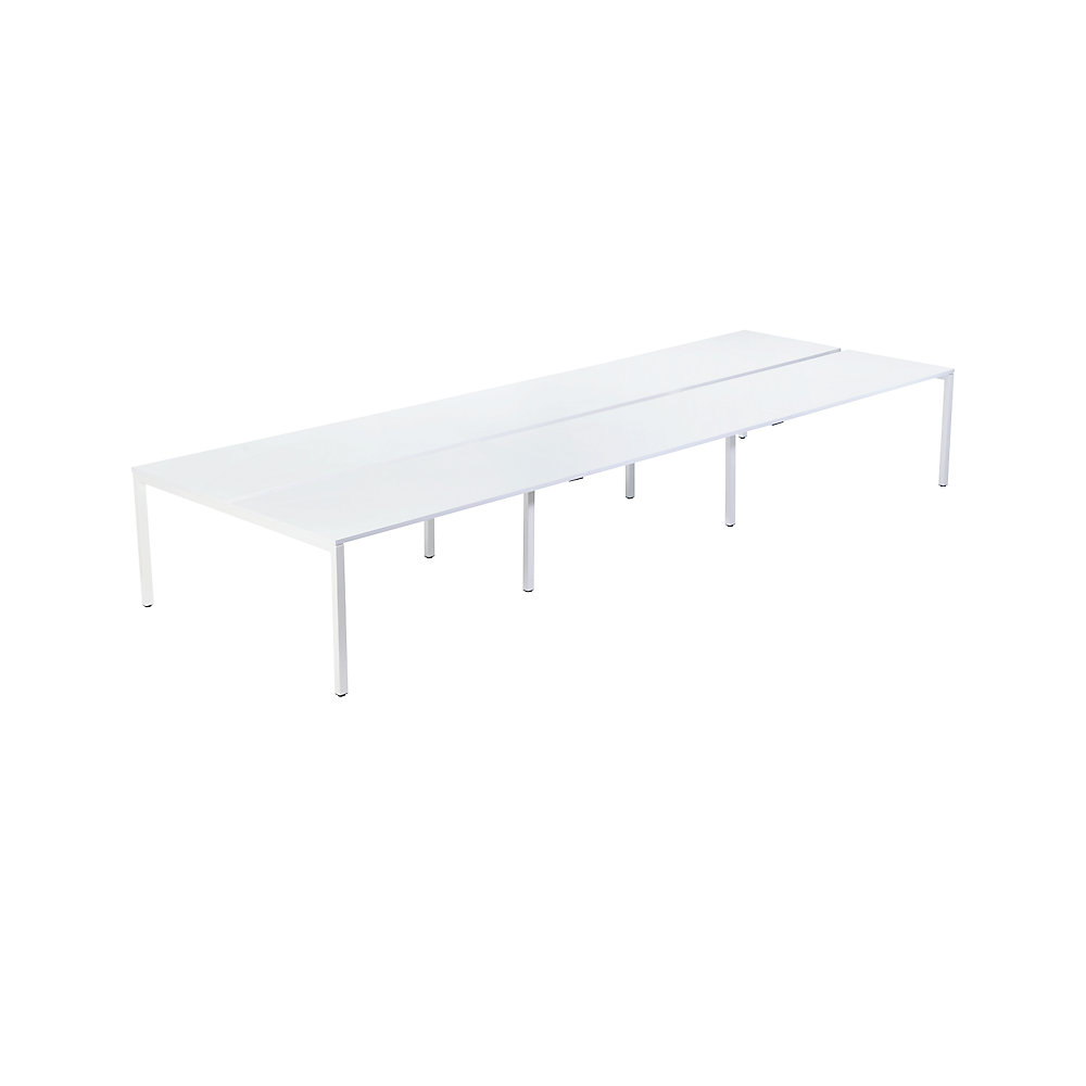 EasyDesk Teambureau voor zes personen, breedte 1200 / 3600 mm, diepte 600 / 1260 mm, wit