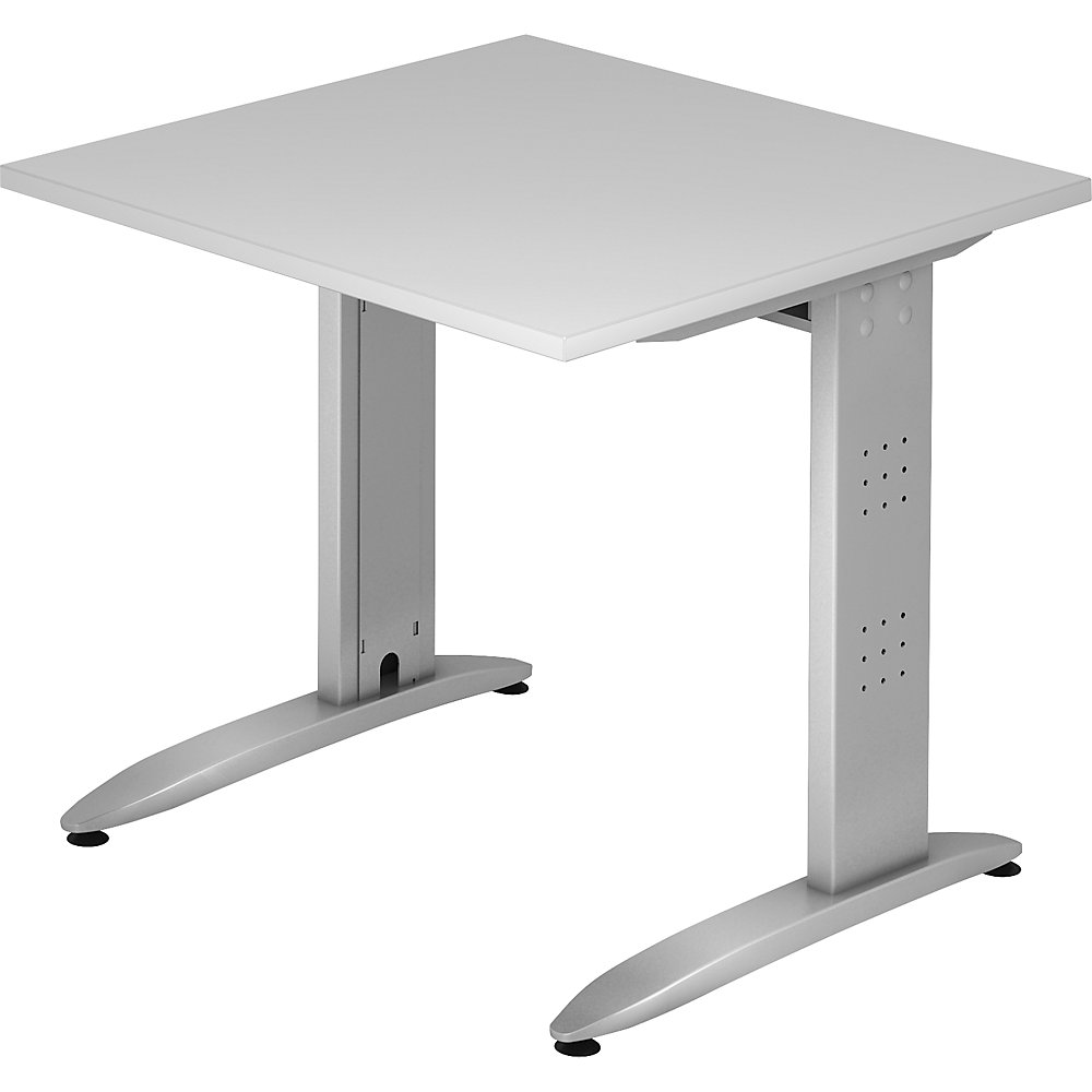 Eurokraft pro Bureautafel, C-vormig onderstel, vaste hoogte, h x b x d = 720 x 800 x 800 mm, lichtgrijs