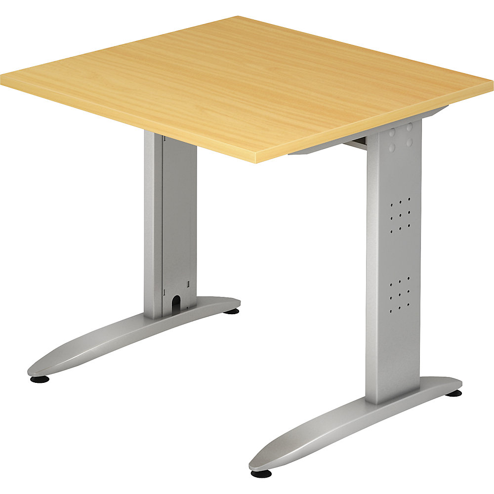 Eurokraft pro Bureautafel, C-vormig onderstel, vaste hoogte, h x b x d = 720 x 800 x 800 mm, beukenhoutdecor