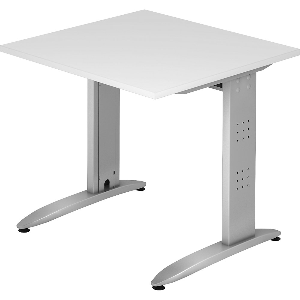Eurokraft pro Bureautafel, C-vormig onderstel, vaste hoogte, h x b x d = 720 x 800 x 800 mm, wit