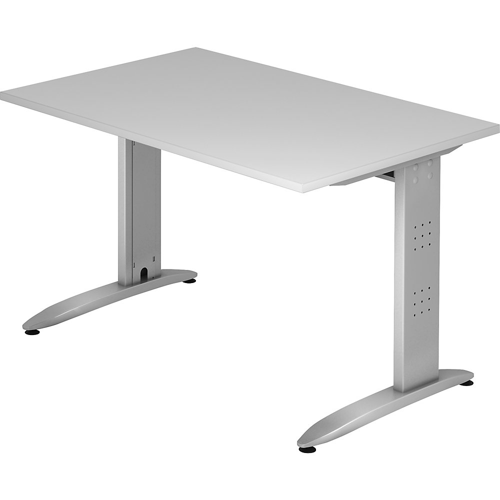Eurokraft pro Bureautafel, C-vormig onderstel, vaste hoogte, h x b x d = 720 x 1200 x 800 mm, lichtgrijs