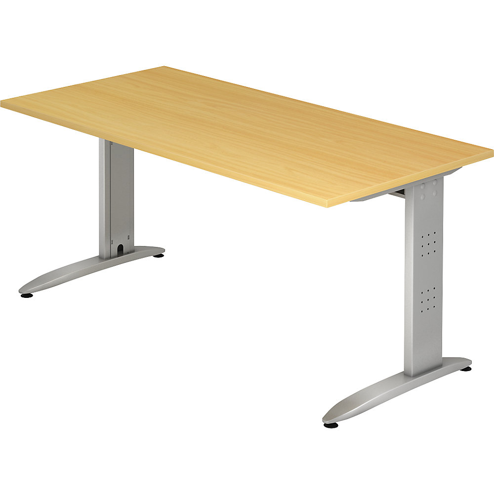 Eurokraft pro Bureautafel, C-vormig onderstel, vaste hoogte, h x b x d = 720 x 1600 x 800 mm, beukenhoutdecor