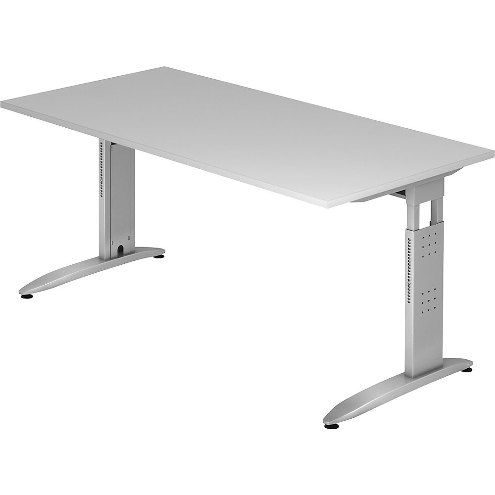 Eurokraft pro Bureautafel, C-vormig onderstel, in hoogte verstelbaar, h x b x d = 720 x 1600 x 800 mm, lichtgrijs