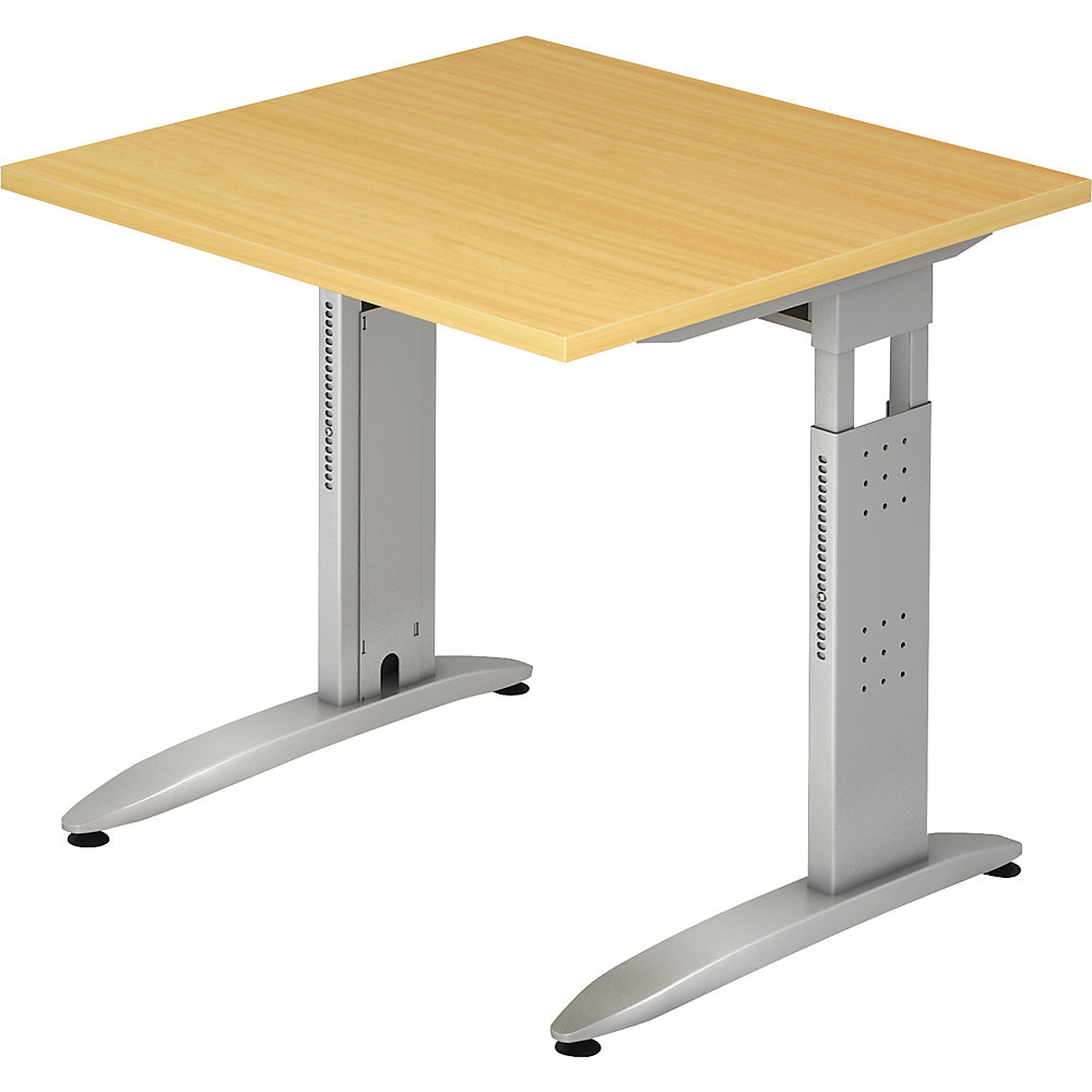 Eurokraft pro Bureautafel, C-vormig onderstel, in hoogte verstelbaar, h x b x d = 720 x 800 x 800 mm, beukenhoutdecor