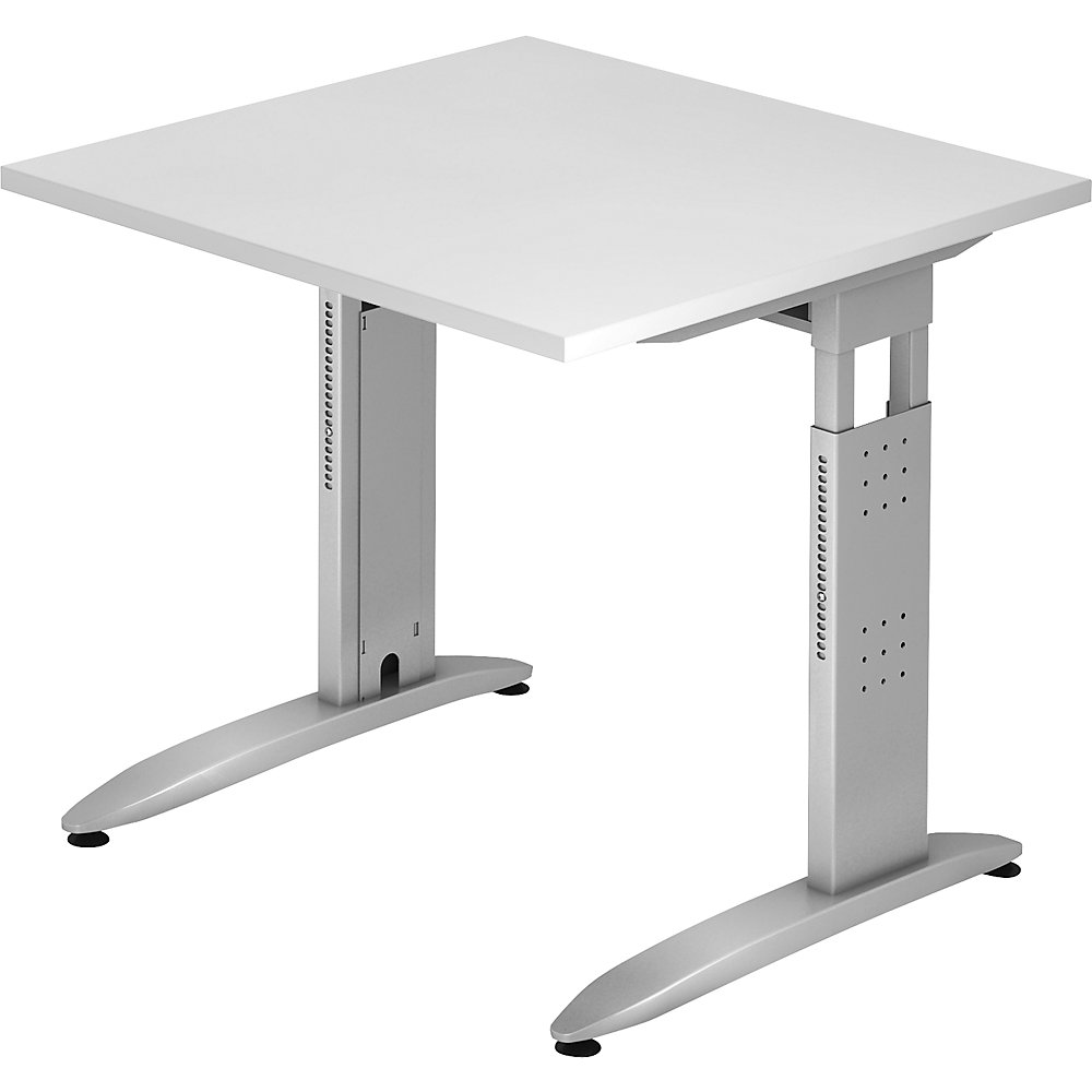 Eurokraft pro Bureautafel, C-vormig onderstel, in hoogte verstelbaar, h x b x d = 720 x 800 x 800 mm, wit