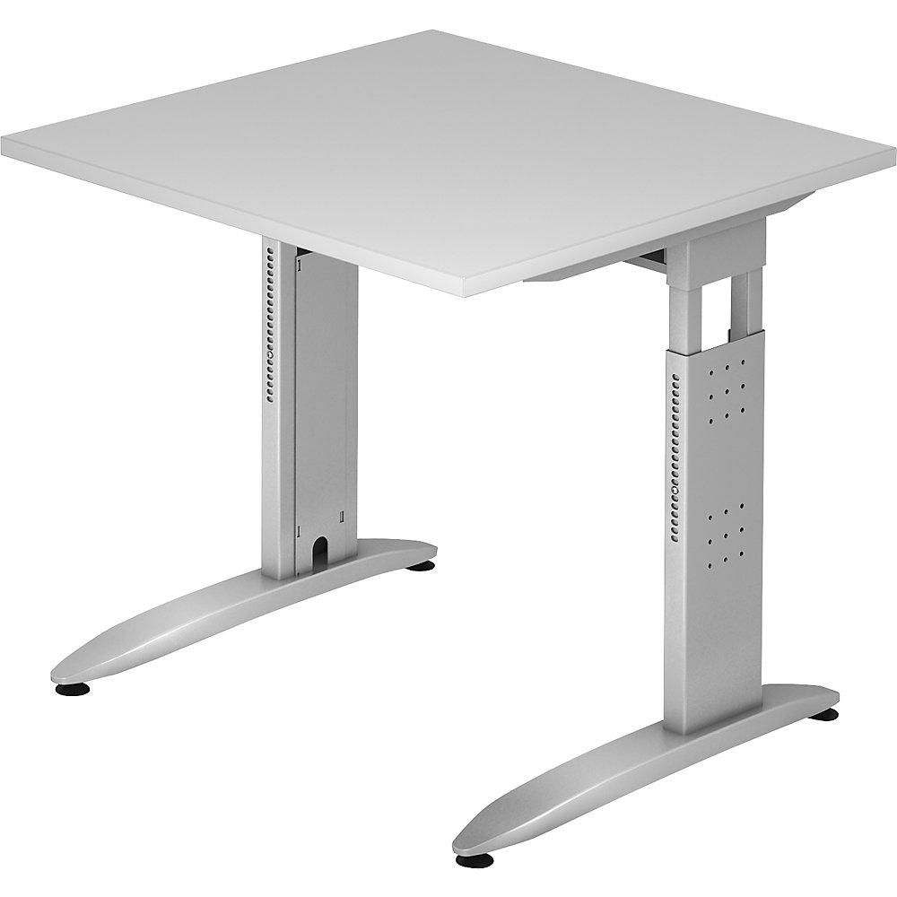 Eurokraft pro Bureautafel, C-vormig onderstel, in hoogte verstelbaar, h x b x d = 720 x 800 x 800 mm, lichtgrijs