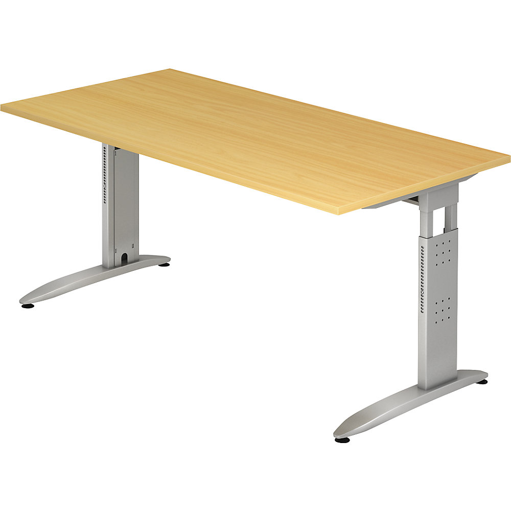 Eurokraft pro Bureautafel, C-vormig onderstel, in hoogte verstelbaar, h x b x d = 720 x 1600 x 800 mm, beukenhoutdecor