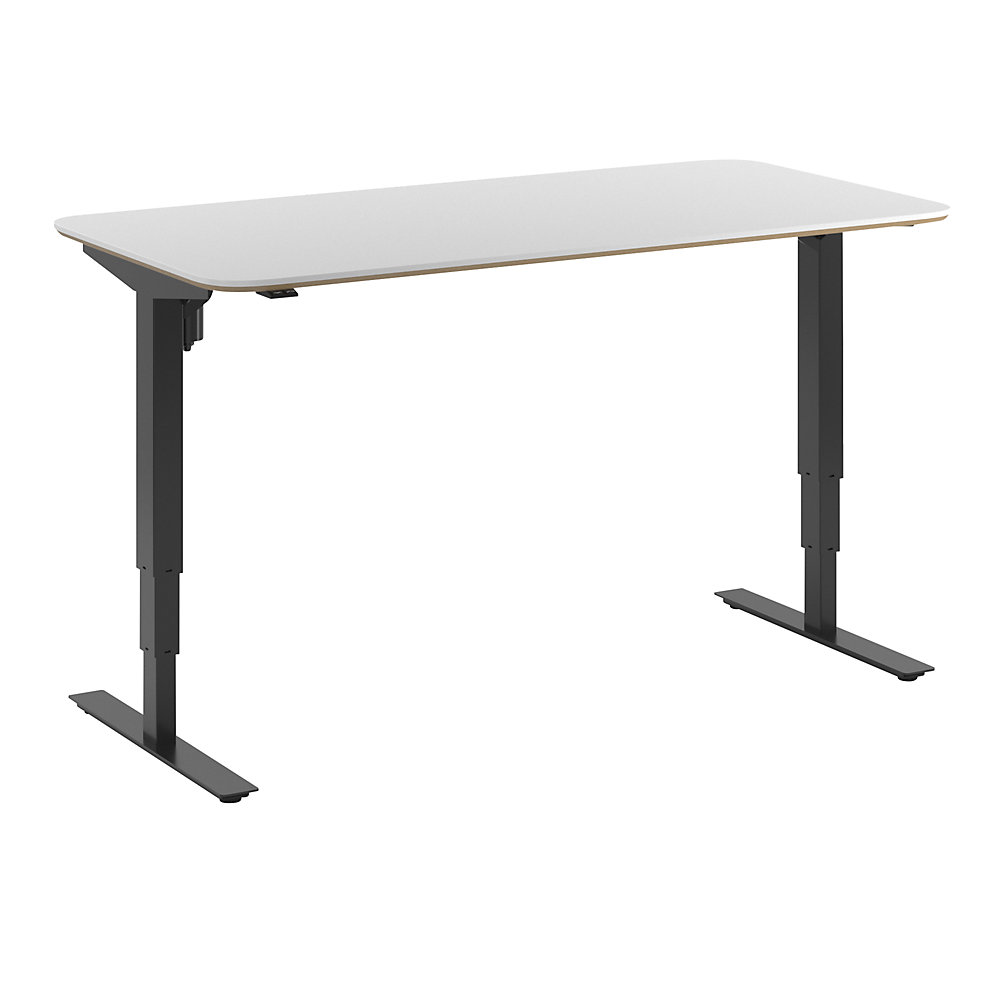Bureau Atlanta Trend, elektrisch in hoogte verstelbaar, rechte, afgeronde hoeken, b x d = 1600 x 800 mm, wit/zwart