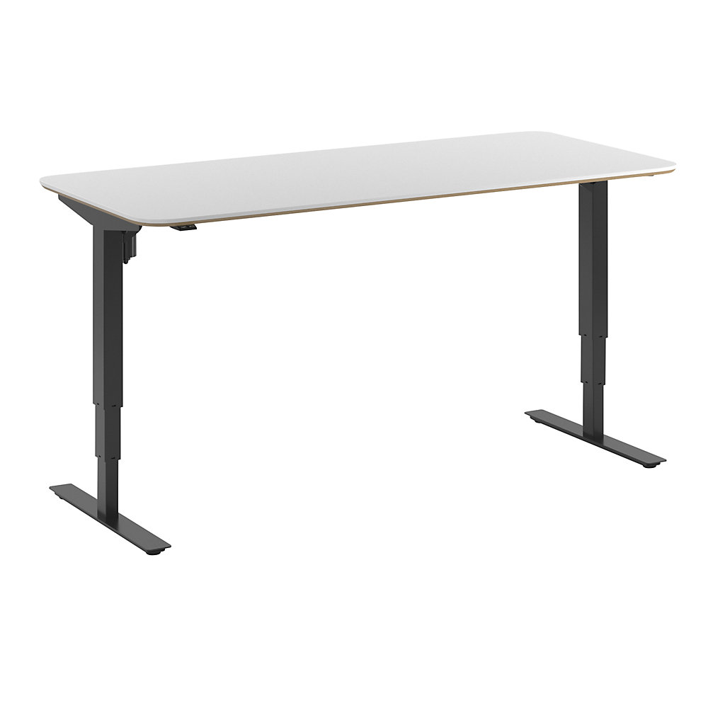 Bureau Atlanta Trend, elektrisch in hoogte verstelbaar, rechte, afgeronde hoeken, b x d = 1800 x 800 mm, wit/zwart