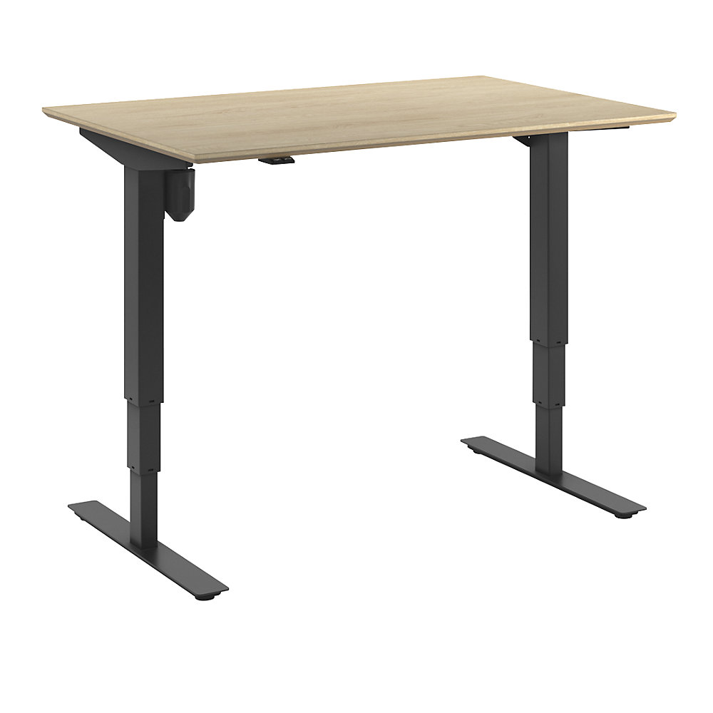Bureau Atlanta Trend, elektrisch in hoogte verstelbaar, recht, b x d = 1200 x 800 mm, eikenhout/zwart