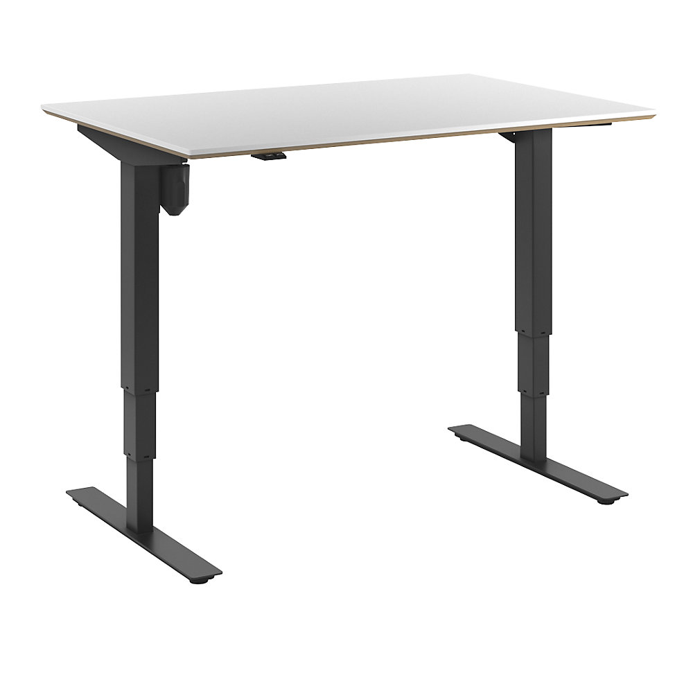 Bureau Atlanta Trend, elektrisch in hoogte verstelbaar, recht, b x d = 1200 x 800 mm, wit/zwart