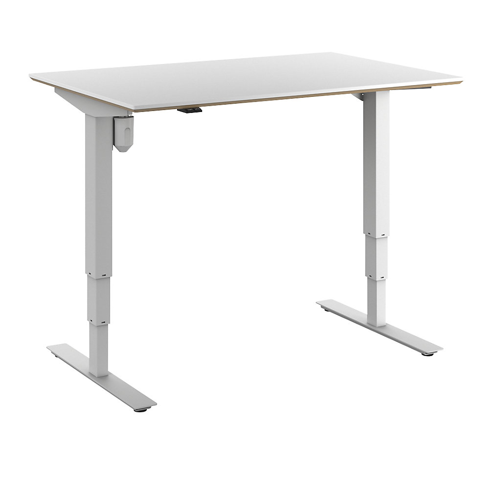 Bureau Atlanta Trend, elektrisch in hoogte verstelbaar, recht, b x d = 1200 x 800 mm, wit/wit