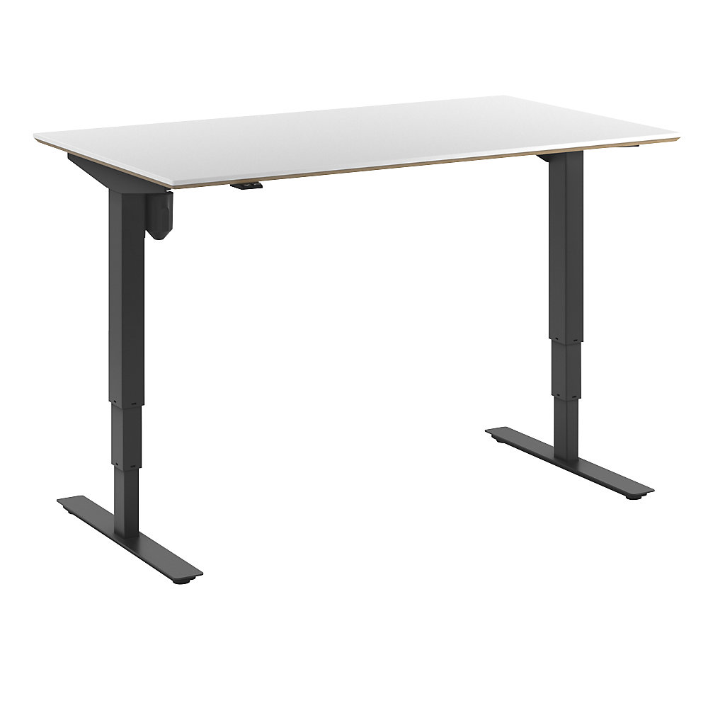 Bureau Atlanta Trend, elektrisch in hoogte verstelbaar, recht, b x d = 1400 x 800 mm, wit/zwart